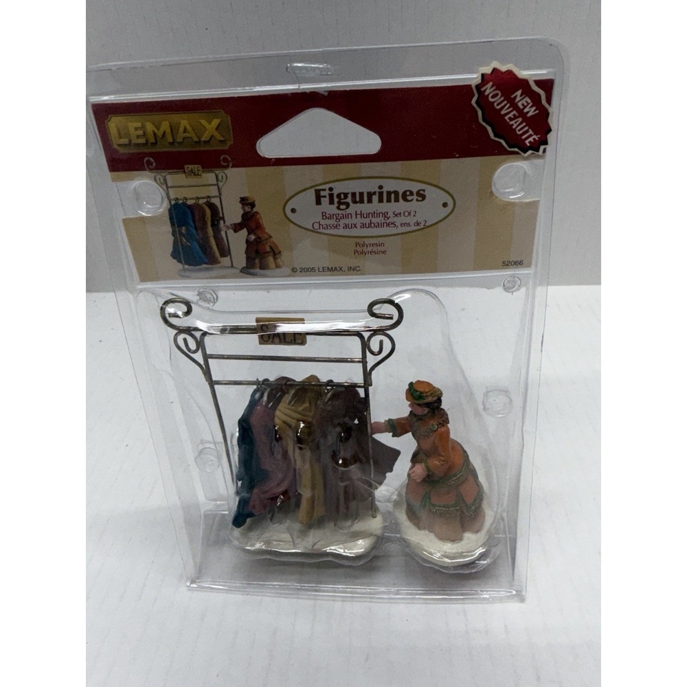 Lemax BARGAIN HUNTING Set of 2 Pieces Victorian Shopper 2005 Christmas Village